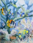 Reef fish watercolor painting Margy Gates