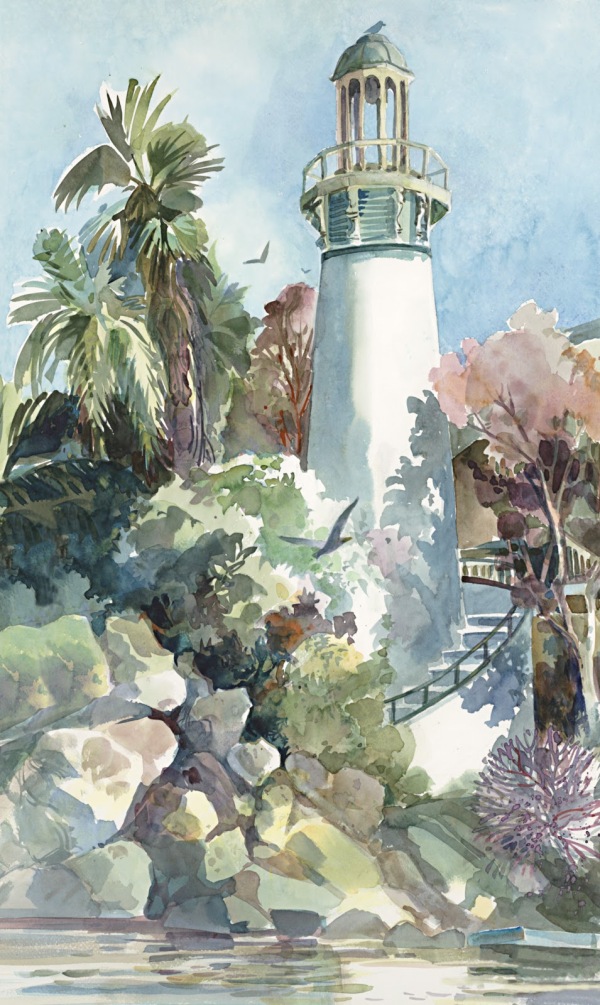 Lighthouse watercolor painting Margy Gates