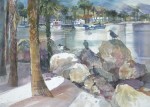 Channel Islands Harbor boats watercolor painting Margy Gates